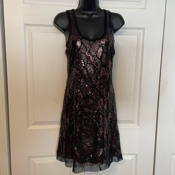 Chelsea Violet Sequin Dress Women Small Brown Sleeveless Racerback Festive Party - Picture 1 of 11
